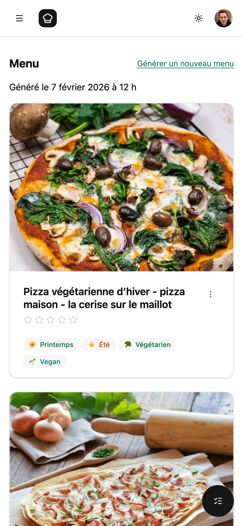 Yummi - Vue mobile